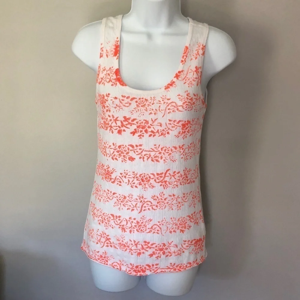 Free People orange and white sleeveless lightweight tank top